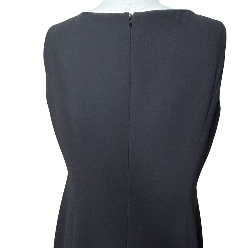 Tahari Solid Black Sheath Dress Sleeveless Size 10 Petite - Picture 5 of 8